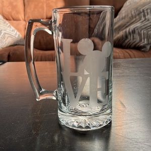 Mug Etched Glass Beer Stein Dad Gift Drinking Love Mickey